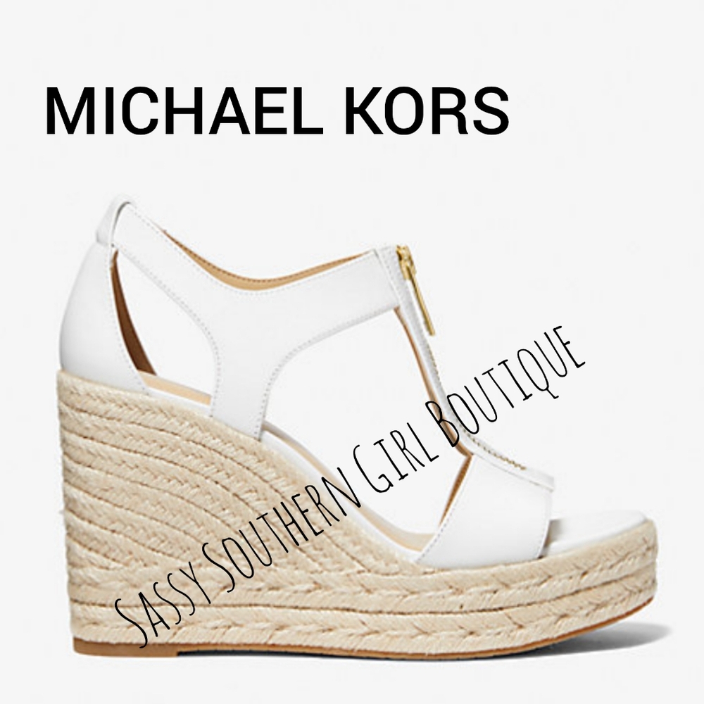 🆕⭐ Micheal Kors White Leather Espadrille Wedges - Picture 3 of 14